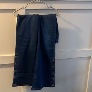 DG2 by Diane Gilman New Classic Stretch Denim Side Snap Wide-Leg Jean